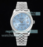 DIW Factory Swiss 3235 Rolex Datejust Ice Blue Arabic Numerals Dial Jubilee Watch 41MM